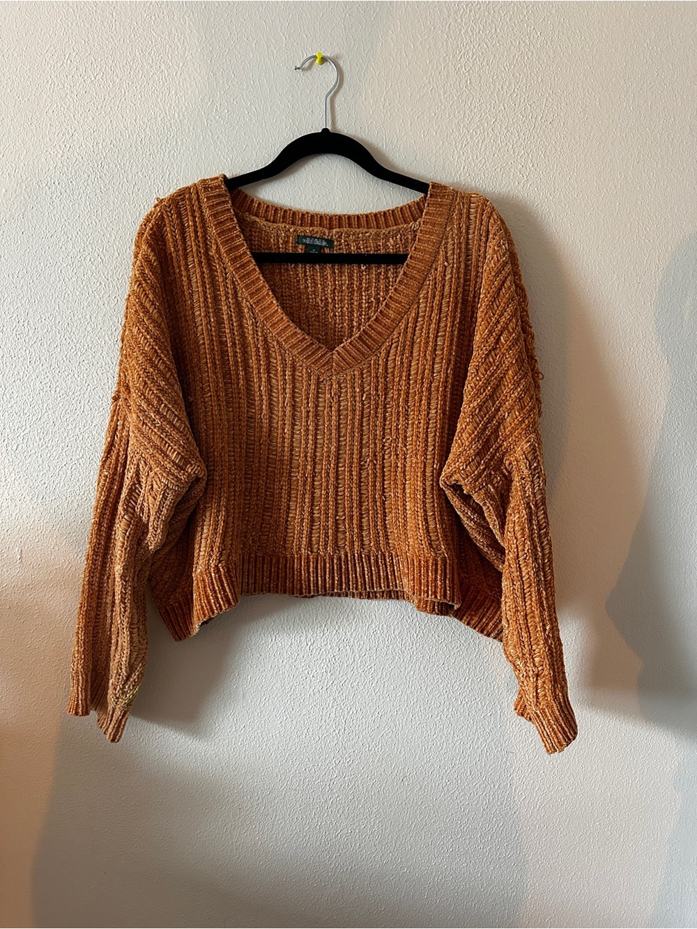 wild fable chenille V-Neck Chunky Knit Sweater - Rust Orange